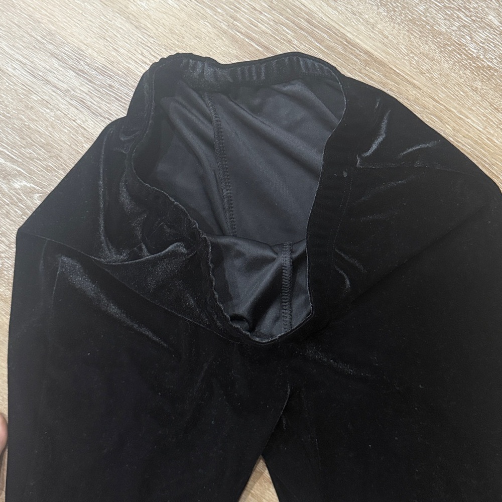 Velvet and lace ruffle trim flare bell bottoms - Picture 2 of 4